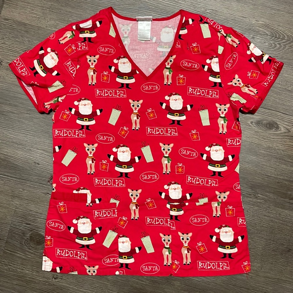 Christmas Scrub Top Women